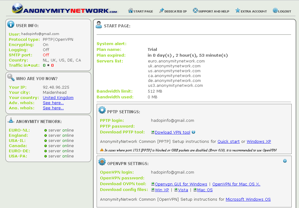 AnonymityNetWork : Test du VPN